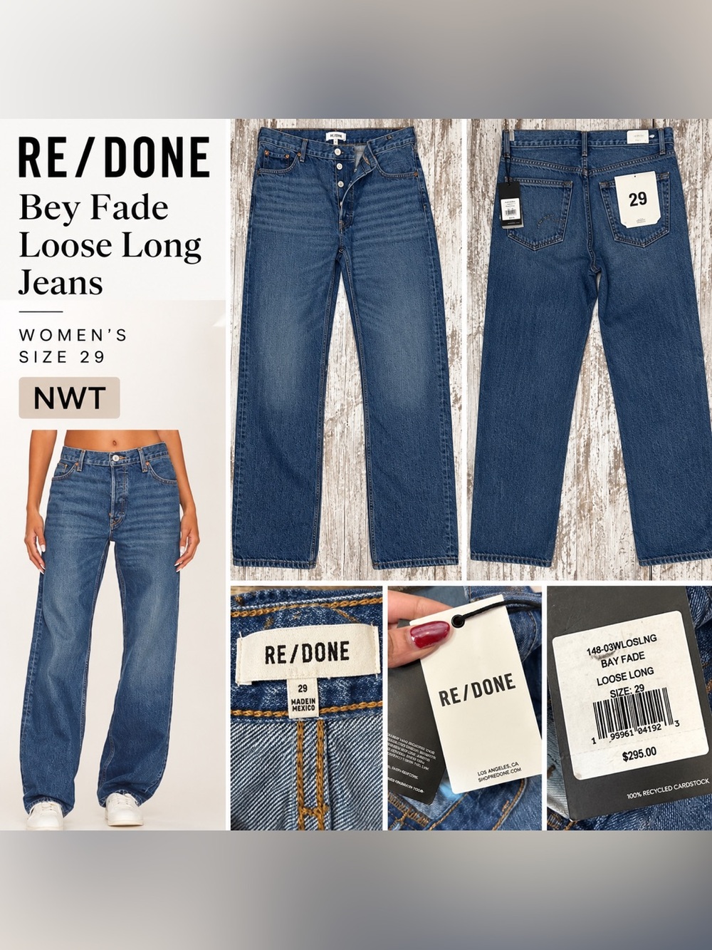 RE/DONE Bey Fade Loose Long Jeans Women’s Size 29 NWT